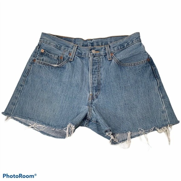 LEVIS 501 Hand Embroidered Shorts Daisy Unisex 30 Size 8 Y2K 100% Cotton - Picture 10 of 10